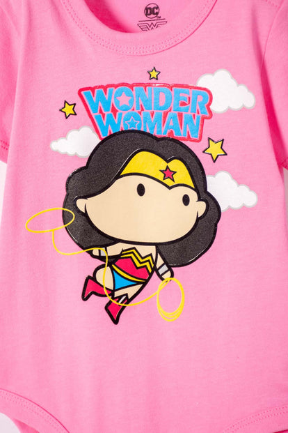 BODY WONDER WOMAN ROSADO PARA BEBÉ NIÑA