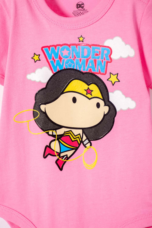 BODY WONDER WOMAN ROSADO PARA BEBÉ NIÑA