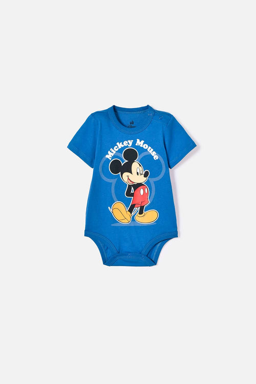 BODY DE MICKEY MOUSE MANGA CORTA AZUL PARA BEBÉ NIÑO