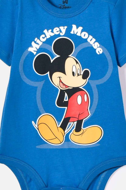 BODY DE MICKEY MOUSE MANGA CORTA AZUL PARA BEBÉ NIÑO