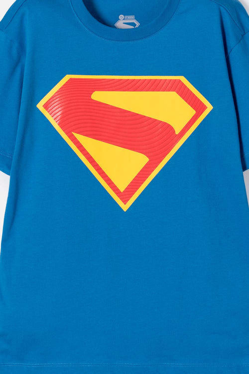 CAMISETA DE SUPERMAN MANGA CORTA AZUL PARA NIÑO 2T A 5T