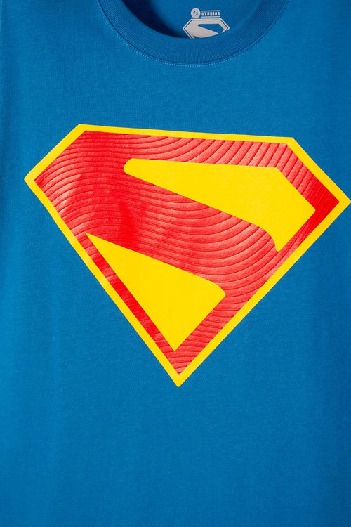 CAMISETA DE SUPERMAN MANGA CORTA AZUL PARA NIÑO 2T A 5T