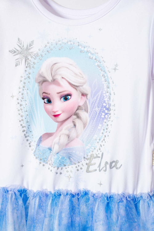 VESTIDO DE FROZEN CON TULL BLANCO PARA NIÑA 2T A 6T