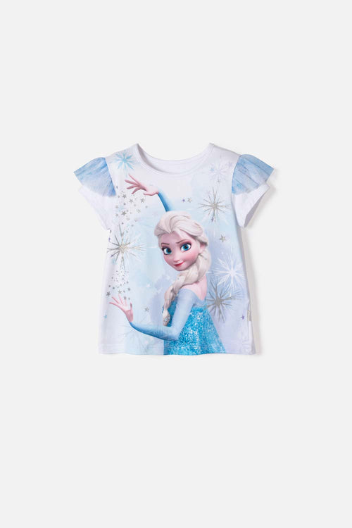 CAMISETA DE FROZEN MANGA CORTA BLANCO PARA NIÑA 2T A 6T