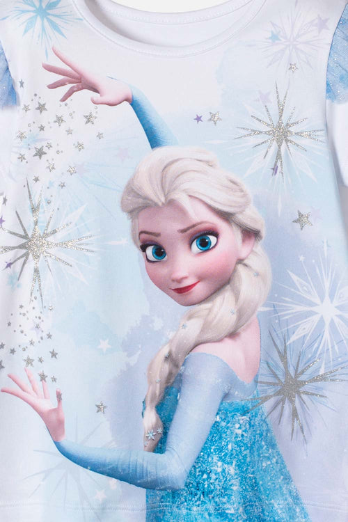 CAMISETA DE FROZEN MANGA CORTA BLANCO PARA NIÑA 2T A 6T