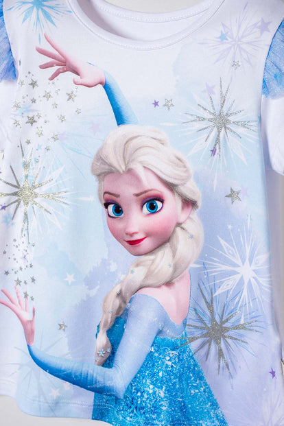 CAMISETA DE FROZEN MANGA CORTA BLANCO PARA NIÑA 2T A 6T