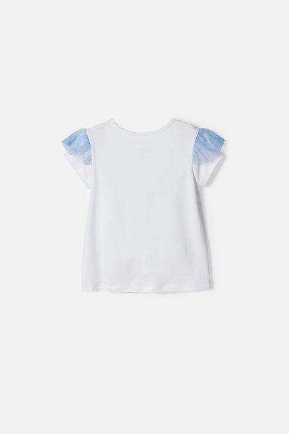 CAMISETA DE FROZEN MANGA CORTA BLANCO PARA NIÑA 2T A 6T