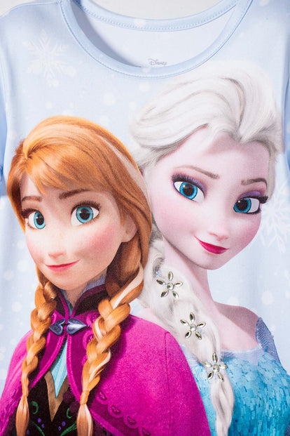 CAMISETA DE FROZEN MANGA CORTA AZUL CIELO PARA NIÑA 2T A 6T