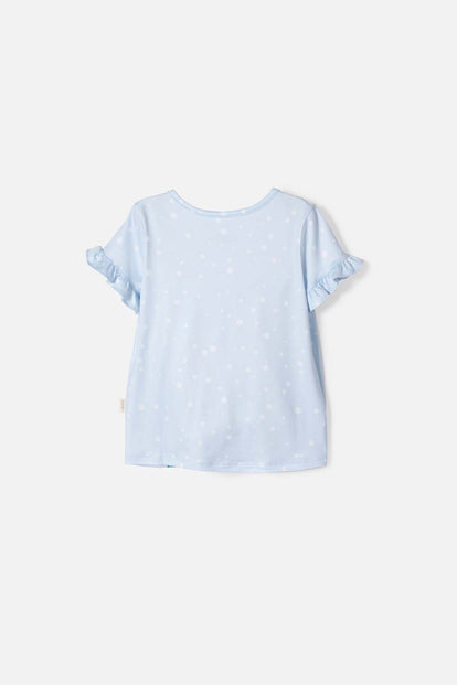 CAMISETA DE FROZEN MANGA CORTA AZUL CIELO PARA NIÑA 2T A 6T
