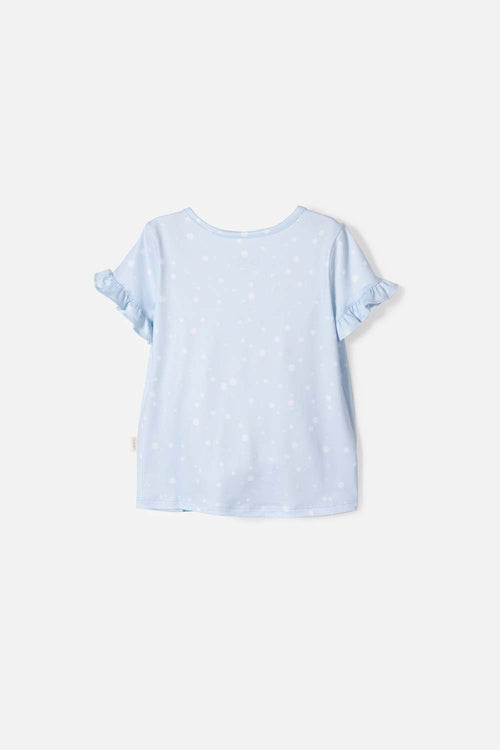 CAMISETA DE FROZEN MANGA CORTA AZUL CIELO PARA NIÑA 2T A 6T