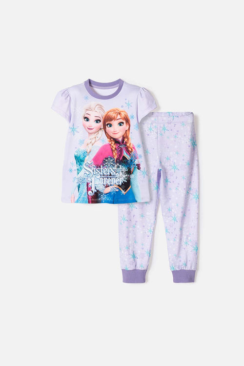 PIJAMA DE FROZEN PANTALÓN LARGO LAVANDA CLARO PARA NIÑA 2T A 6T