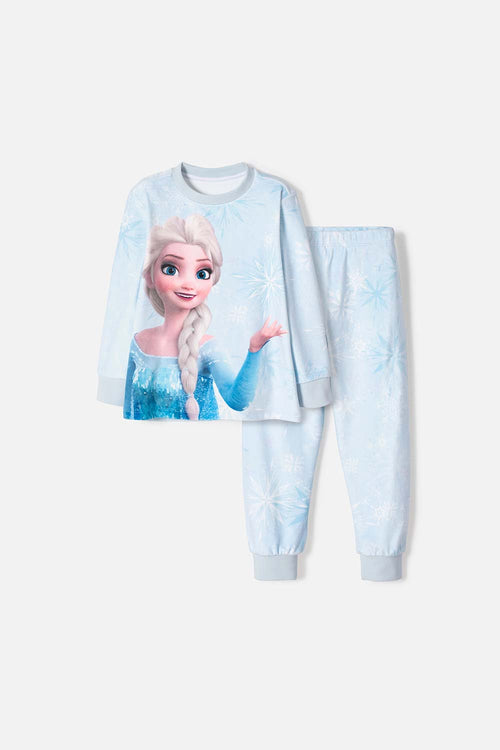 PIJAMA DE FROZEN PANTALÓN LARGO AZUL PARA NIÑA 2T A 6T