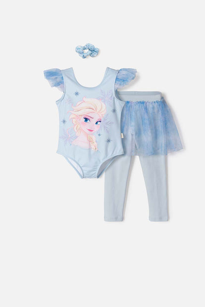CONJUNTO DE FROZEN CON TULL AZUL CIELO PARA NIÑA 2T A 5T