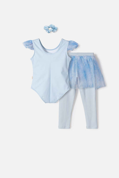 CONJUNTO DE FROZEN CON TULL AZUL CIELO PARA NIÑA 2T A 5T