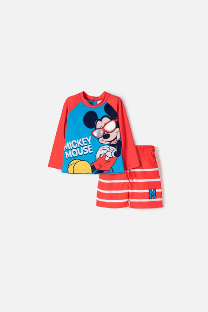 CONJUNTO DE BAÑO DE MICKEY MOUSE MANGA LARGA MULTICOLOR PARA NIÑO 2T A 6T