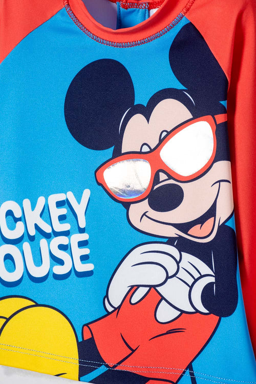 CONJUNTO DE BAÑO DE MICKEY MOUSE MANGA LARGA MULTICOLOR PARA NIÑO 2T A 6T
