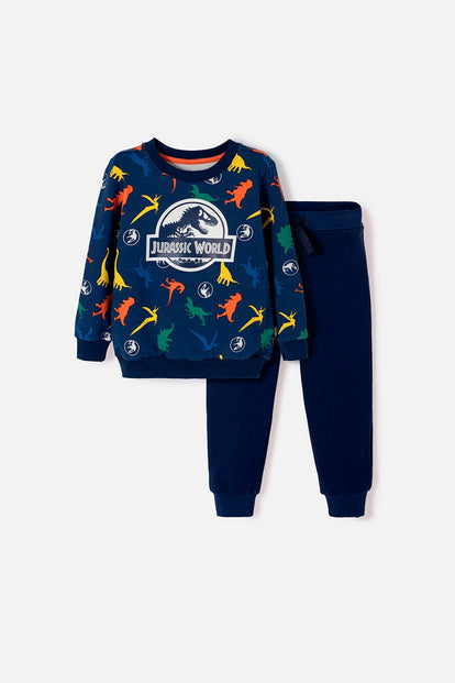 CONJUNTO DE JURASSIC WORLD PANTALON LARGO AZUL PARA NIÑO 2T A 6T