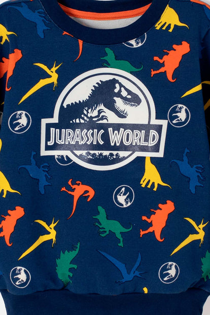 CONJUNTO DE JURASSIC WORLD PANTALON LARGO AZUL PARA NIÑO 2T A 6T