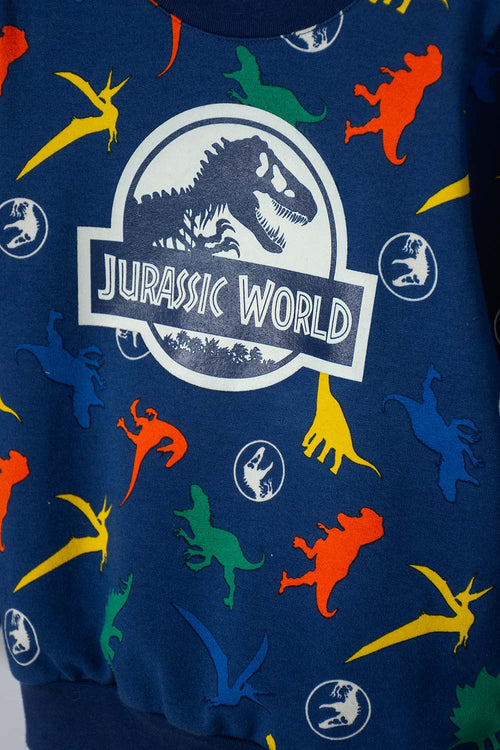 CONJUNTO DE JURASSIC WORLD PANTALON LARGO AZUL PARA NIÑO 2T A 6T