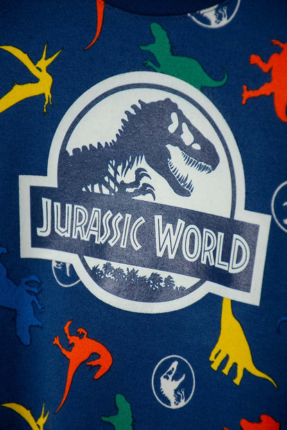 CONJUNTO DE JURASSIC WORLD PANTALON LARGO AZUL PARA NIÑO 2T A 6T