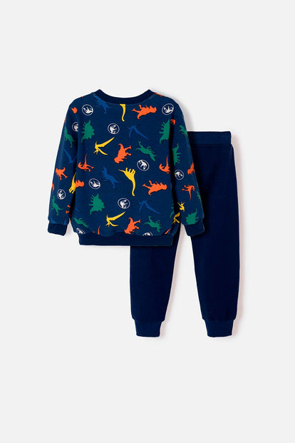 CONJUNTO DE JURASSIC WORLD PANTALON LARGO AZUL PARA NIÑO 2T A 6T