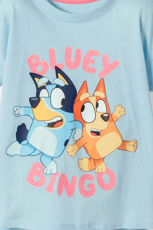 CAMISETA DE BLUEY MANGA CORTA AZUL PARA NIÑA 2T A 6T