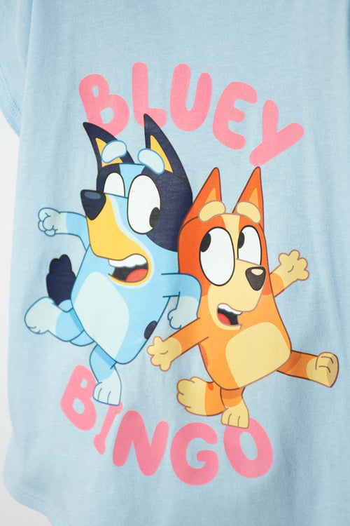 CAMISETA DE BLUEY MANGA CORTA AZUL PARA NIÑA 2T A 6T