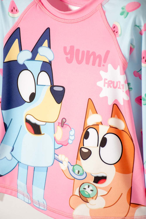 CONJUNTO DE BAÑO DE BLUEY MANGA LARGA MULTICOLOR PARA NIÑA 2T A 6T