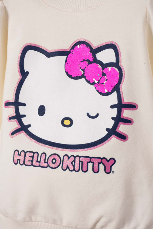BUZO DE HELLO KITTY CERRADO MARFIL PARA NIÑA 2T A 6T