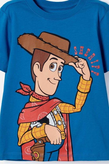 CAMISETA DE TOY STORY MANGA CORTA AZUL PARA NIÑO 2T A 6T
