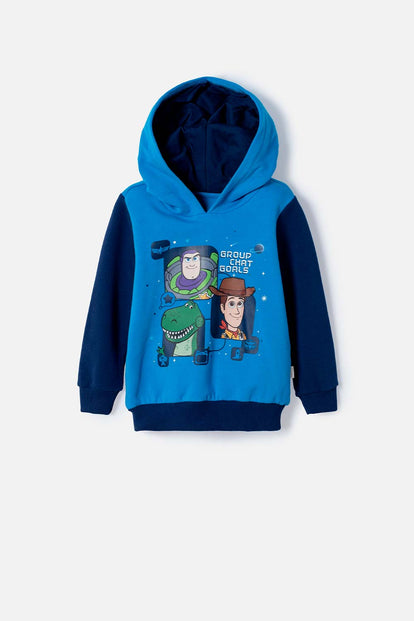 BUZO DE TOY STORY CERRADO CON CAPUCHA AZUL PARA NIÑO 3T A 6T