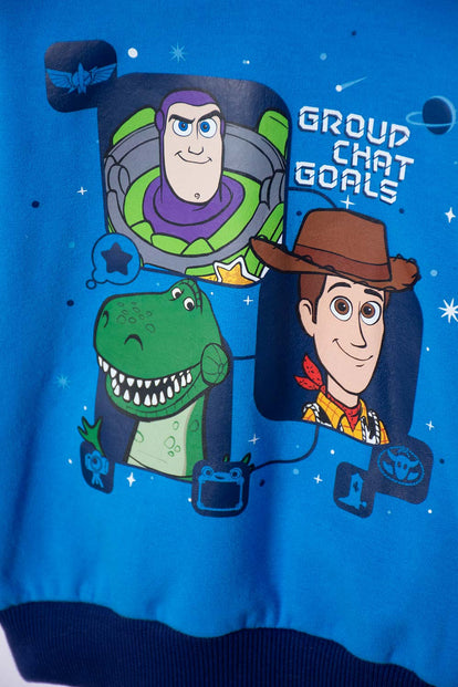 BUZO DE TOY STORY CERRADO CON CAPUCHA AZUL PARA NIÑO 3T A 6T