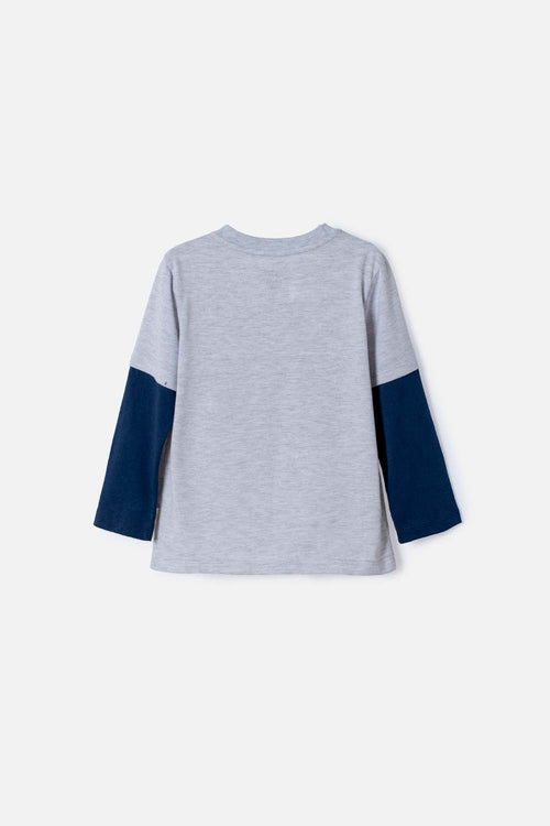 CAMISETA DE TOY STORY MANGA LARGA GRIS Y AZUL PARA NIÑO 3T A 6T