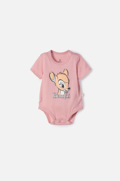 BODY DE BAMBI MANGA CORTA ROSADO PARA BEBÉ NIÑA