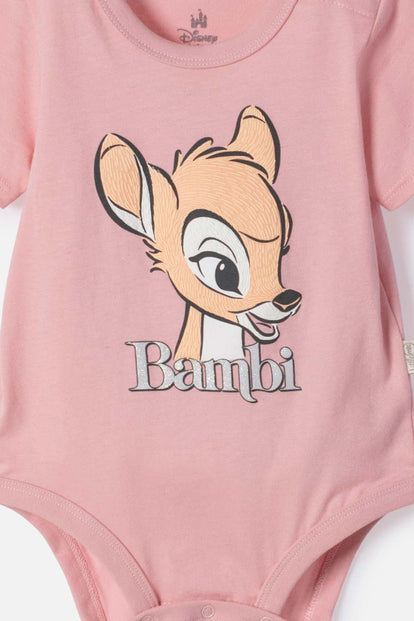 BODY DE BAMBI MANGA CORTA ROSADO PARA BEBÉ NIÑA