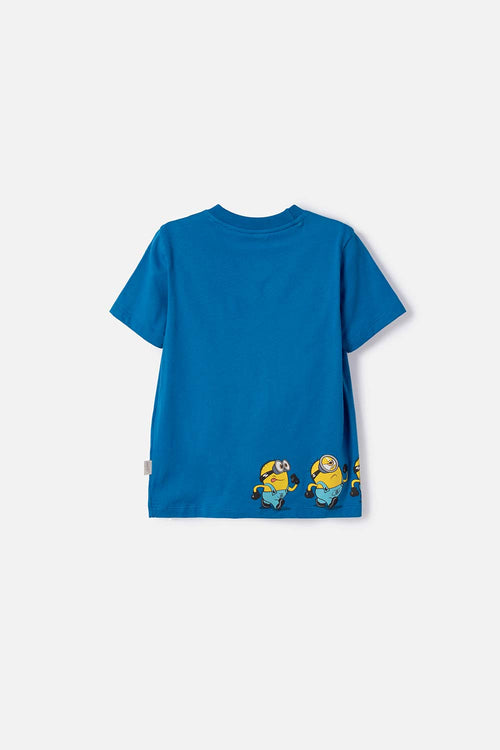 CAMISETA DE MINIONS MANGA CORTA AZUL PARA NIÑO 2T A 6T