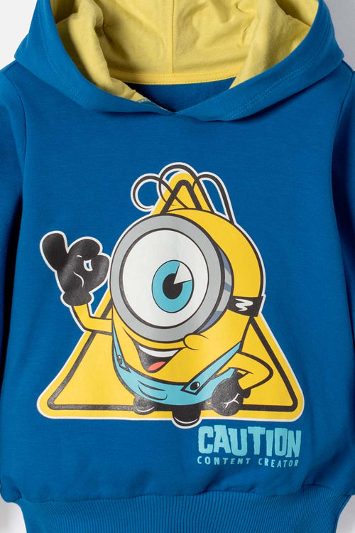 BUZO DE MINIONS CON CAPUCHA AZUL PARA NIÑO 2T A 6T