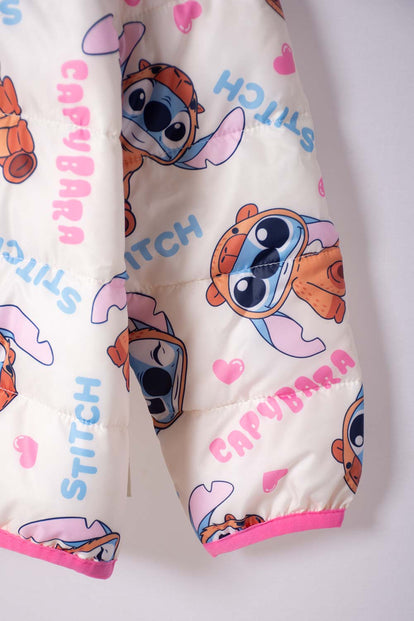 CHAQUETA DE STITCH Y CAPYBARA CON CIERRE MULTICOLOR PARA NIÑA 2T A 6T