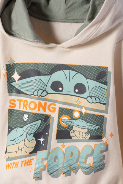 BUZO DE MANDALORIAN CON CAPUCHA ALMENDRA PARA NIÑO 2T A 6T