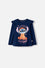 CAMISETA DE STITCH Y CAPYBARA MANGA LARGA AZUL PARA NIÑA 2T A 6T