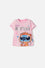 CAMISETA DE STITCH Y CAPYBARA MANGA CORTA ROSADO PARA NIÑA 2T A 6T
