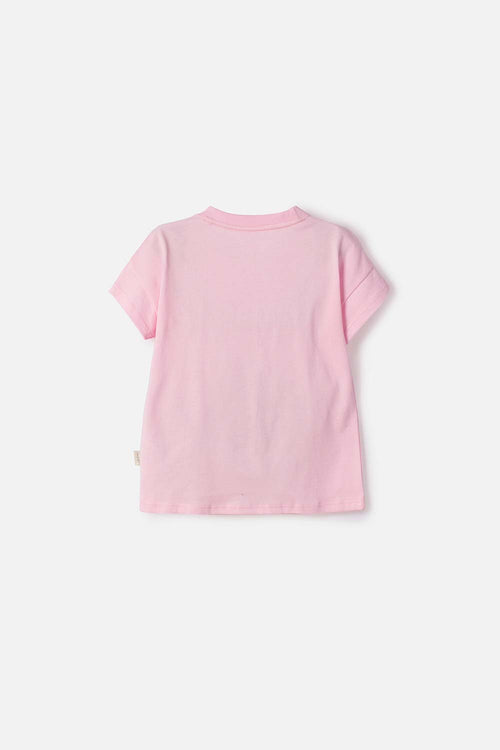CAMISETA DE STITCH Y CAPYBARA MANGA CORTA ROSADO PARA NIÑA 2T A 6T