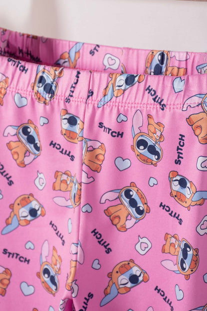 PIJAMA DE STITCH Y CAPYBARA MULTICOLOR PARA NIÑA 2T A 6T