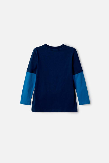CAMISETA DE SPIDERMAN MANGA LARGA AZUL PARA NIÑO 2T A 6T