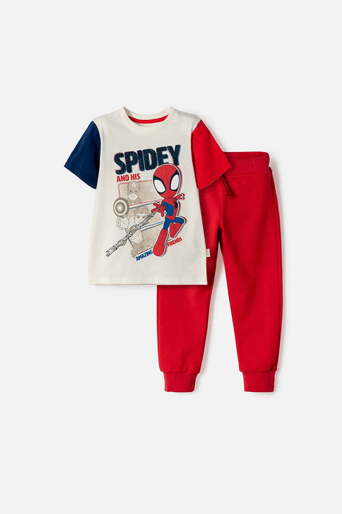 CONJUNTO DE SPIDEY CON PANTALÓN LARGO MULTICOLOR PARA NIÑO 2T A 6T