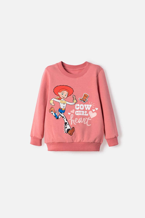 BUZO DE TOY STORY CERRADO PALO DE ROSA PARA NIÑA 3T A 6T