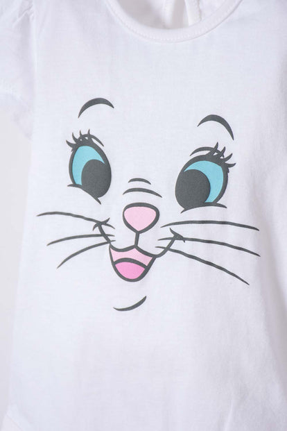 BODY DE LA GATA MARIE CON GORRO BLANCO PARA BEBÉ NIÑA