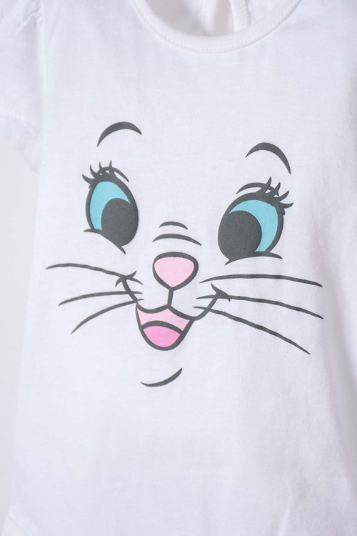 BODY DE LA GATA MARIE CON GORRO BLANCO PARA BEBÉ NIÑA