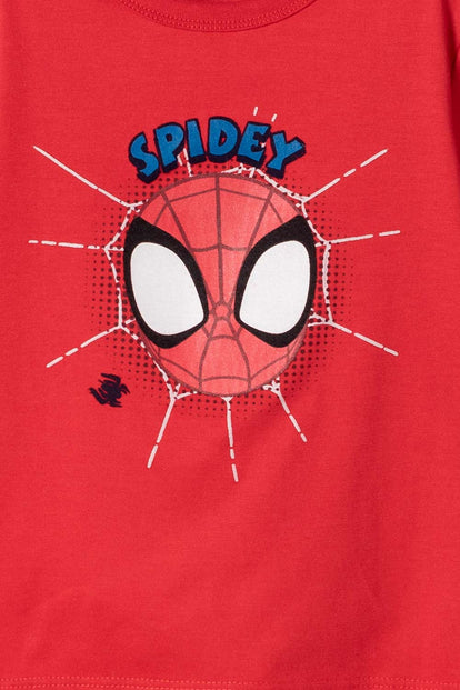 CAMISETA DE SPIDEY MANGA CORTA ROJO PARA NIÑO