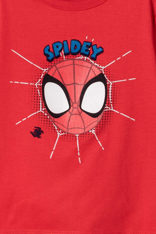 CAMISETA DE SPIDEY MANGA CORTA ROJO PARA NIÑO